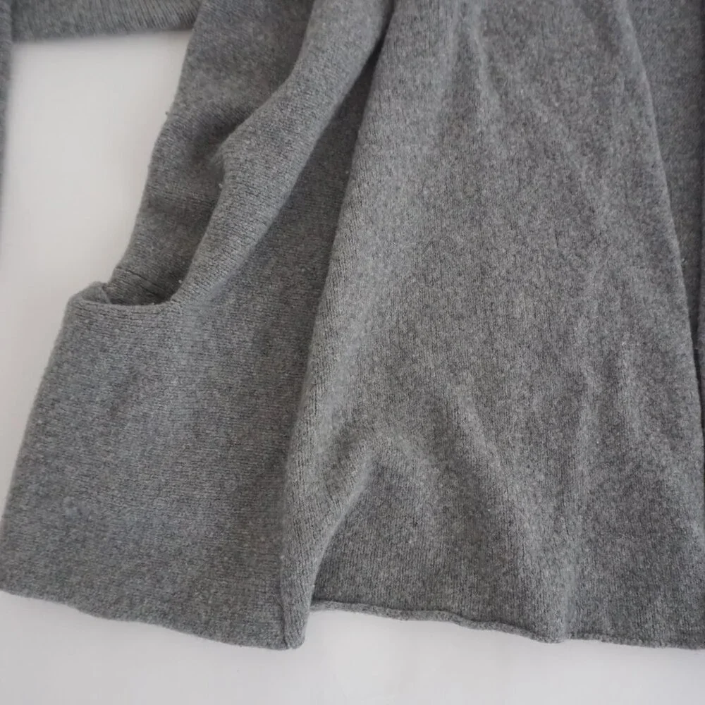 Eileen Fisher Gray Open Front Knit Cardigan Minimalist Drape Soft Classic L - Picture 7 of 10